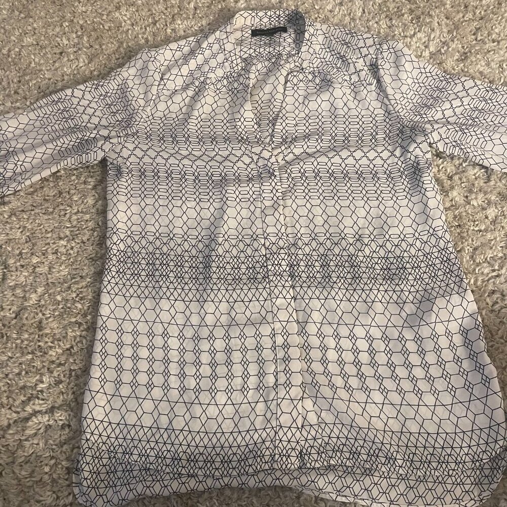 Banana Republic Sheer Geometric Print Blouse Medium - Picture 4 of 11